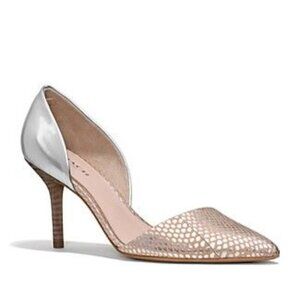 COACH Camille Two-Piece Pump Shoes D'Orsay metallic embossed 8B
